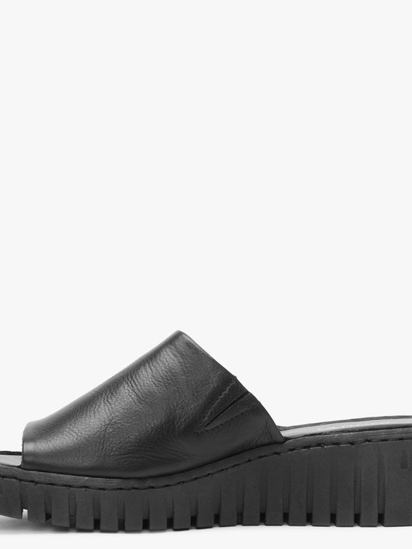 Lexi Black Leather One Bar Mules