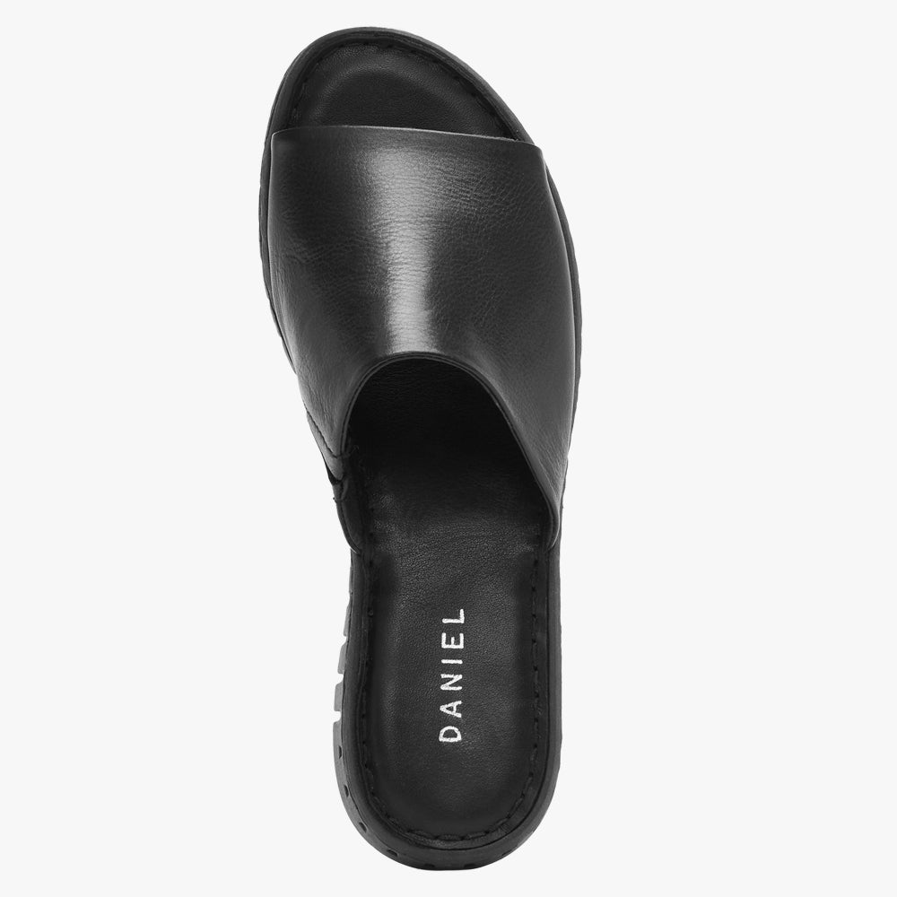 Lexi Black Leather One Bar Mules