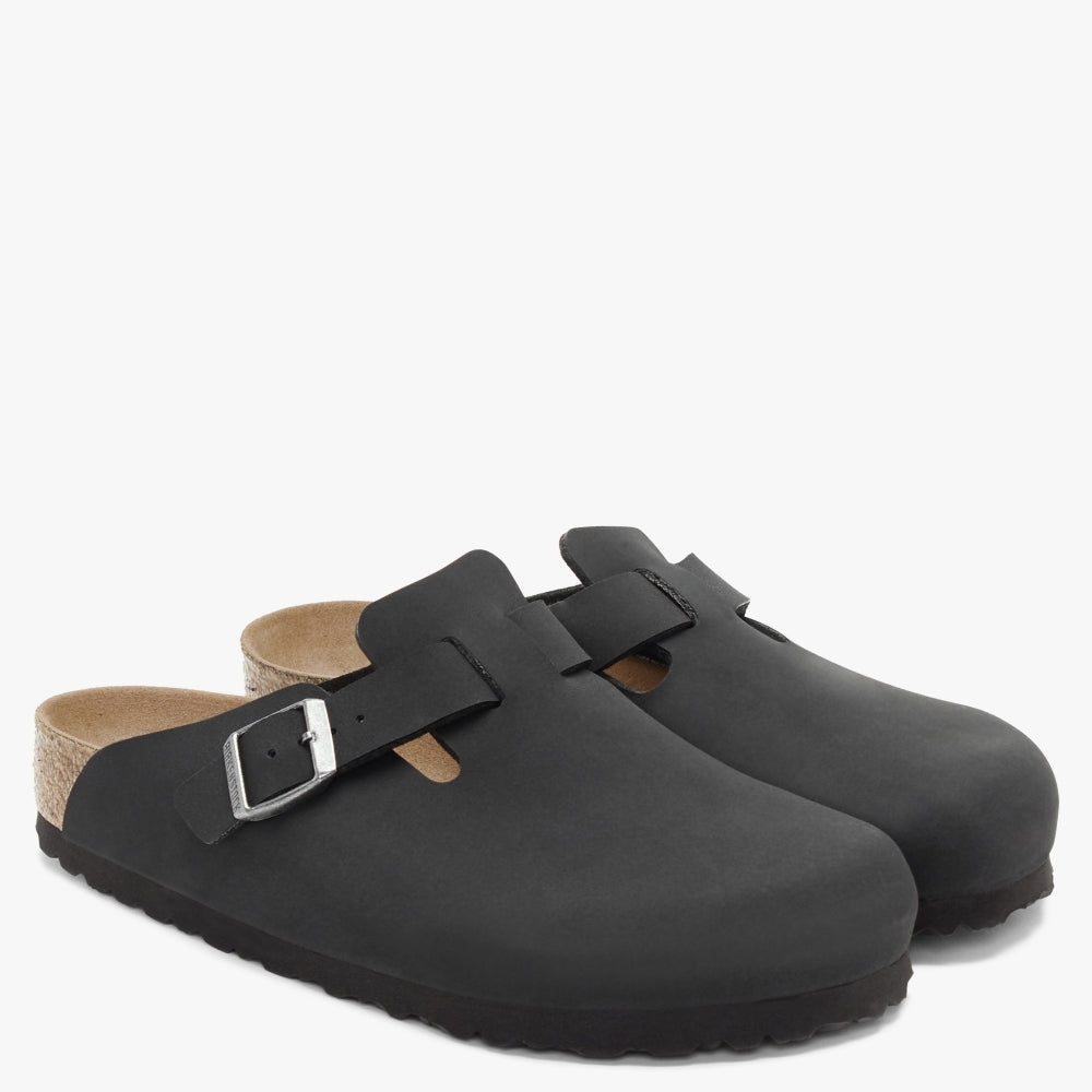 Boston Vegan Black Birko-Flor Clogs