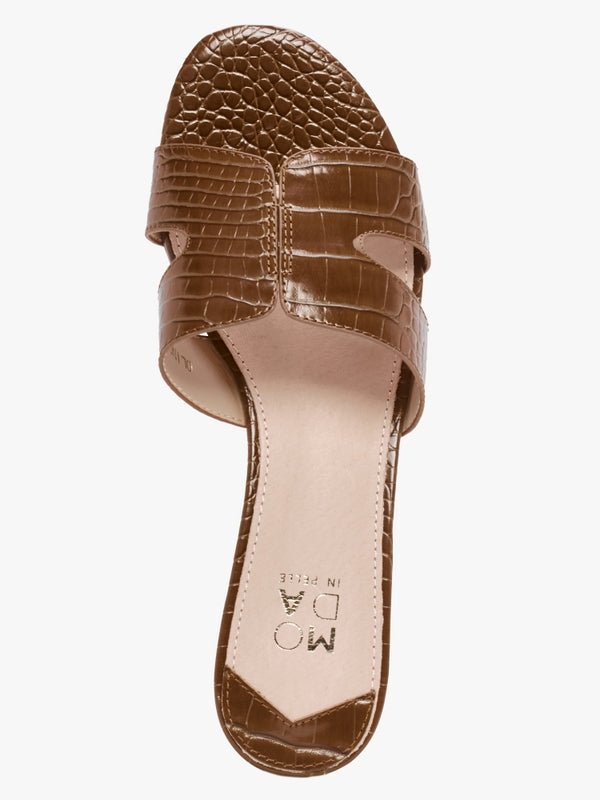 Olino Tan Moc Croc Flat Mules