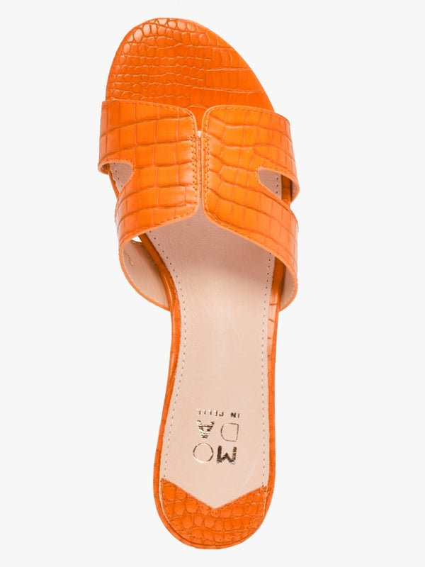 Olino Orange Moc Croc Flat Mules