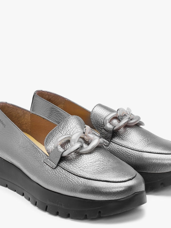 Unison Pewter Leather Chunky Loafers