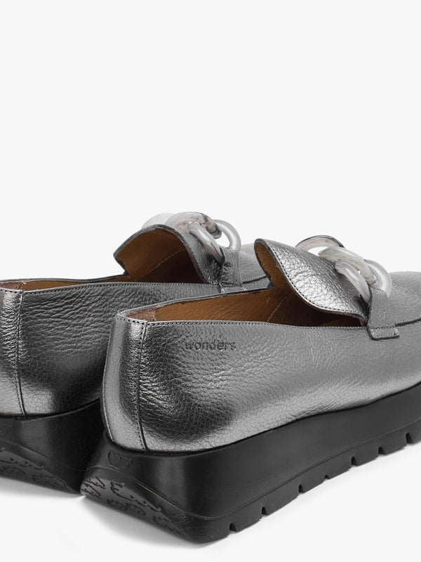 Unison Pewter Leather Chunky Loafers