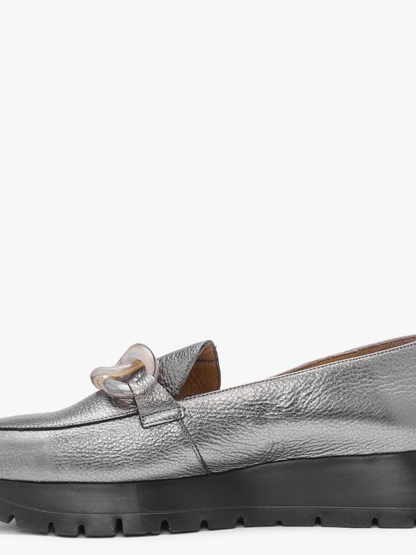 Unison Pewter Leather Chunky Loafers