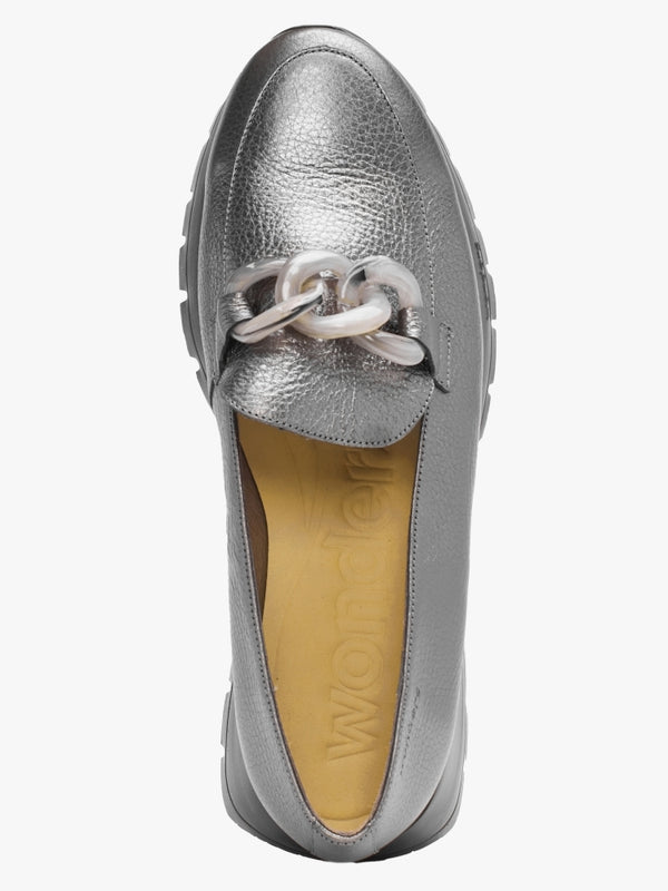 Unison Pewter Leather Chunky Loafers