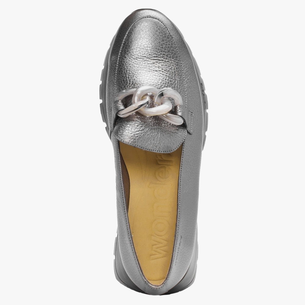Unison Pewter Leather Chunky Loafers