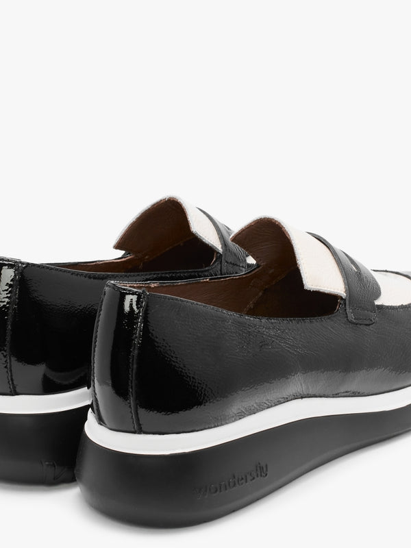 Soprano Black Patent Leather Two Tone Loafers