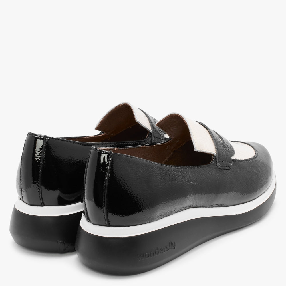 Soprano Black Patent Leather Two Tone Loafers