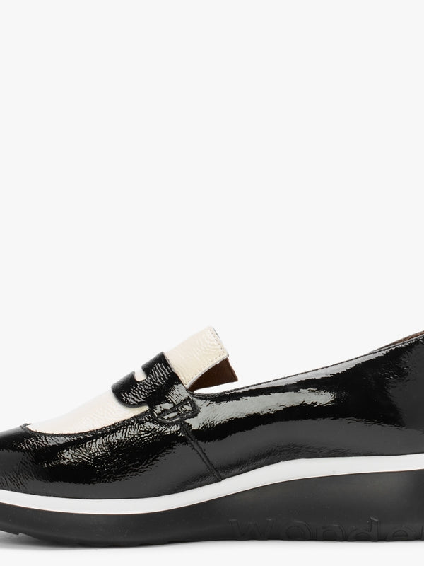Soprano Black Patent Leather Two Tone Loafers
