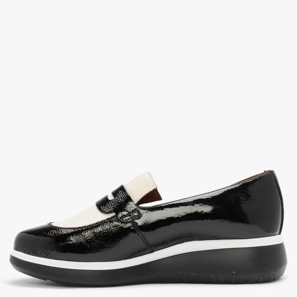 Soprano Black Patent Leather Two Tone Loafers