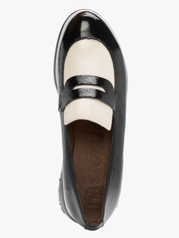 Soprano Black Patent Leather Two Tone Loafers