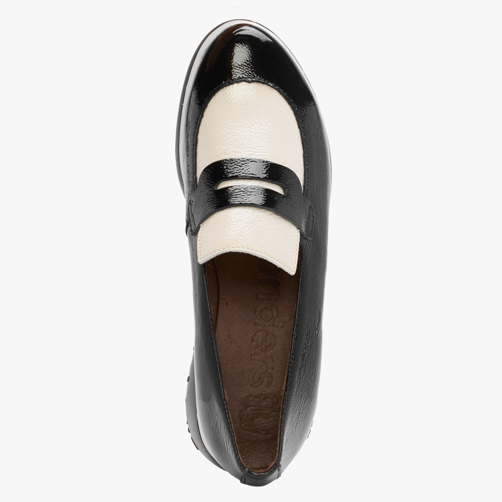 Soprano Black Patent Leather Two Tone Loafers