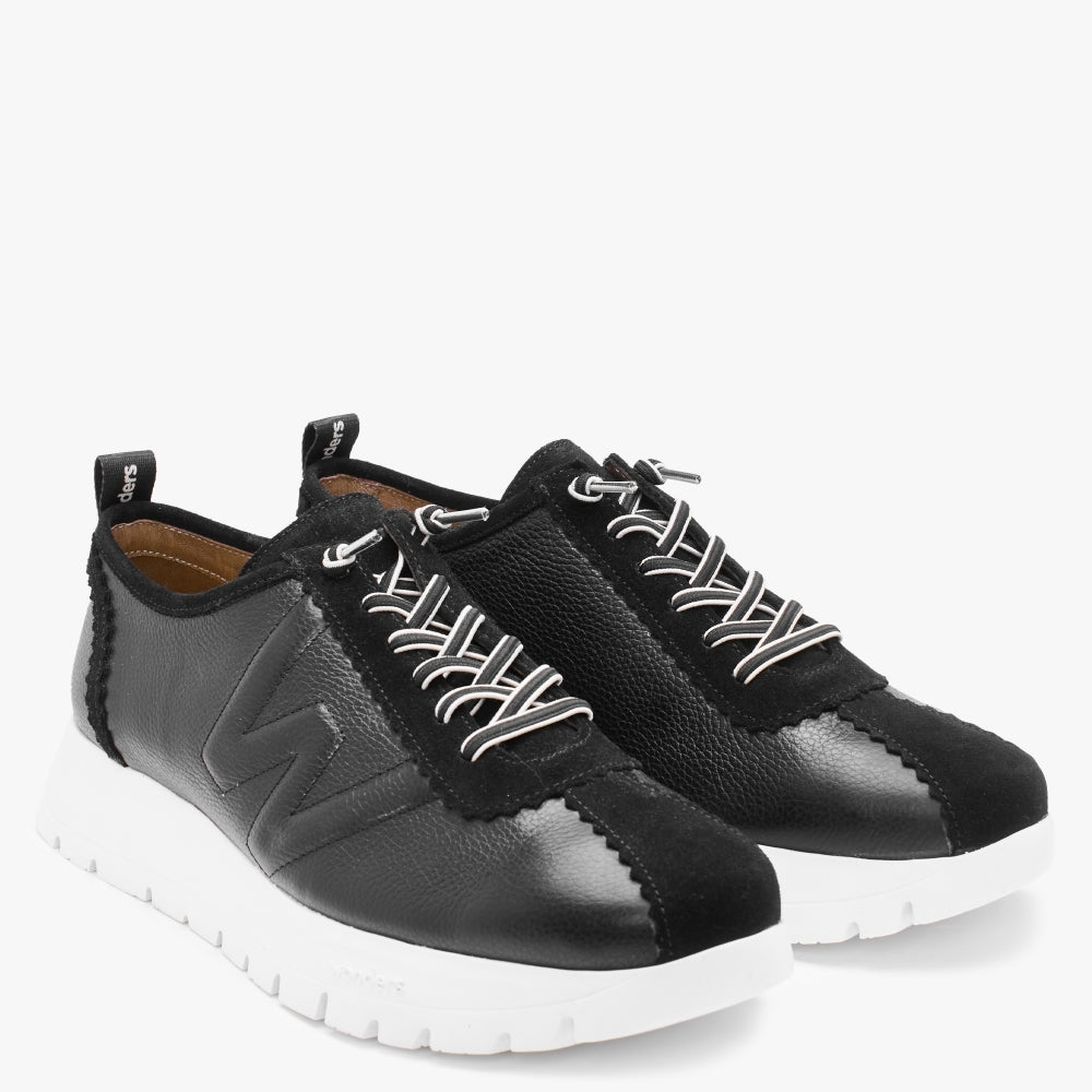 Senza Black Leather Trainers