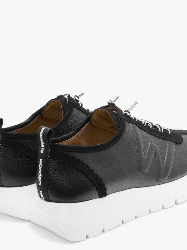 Senza Black Leather Trainers