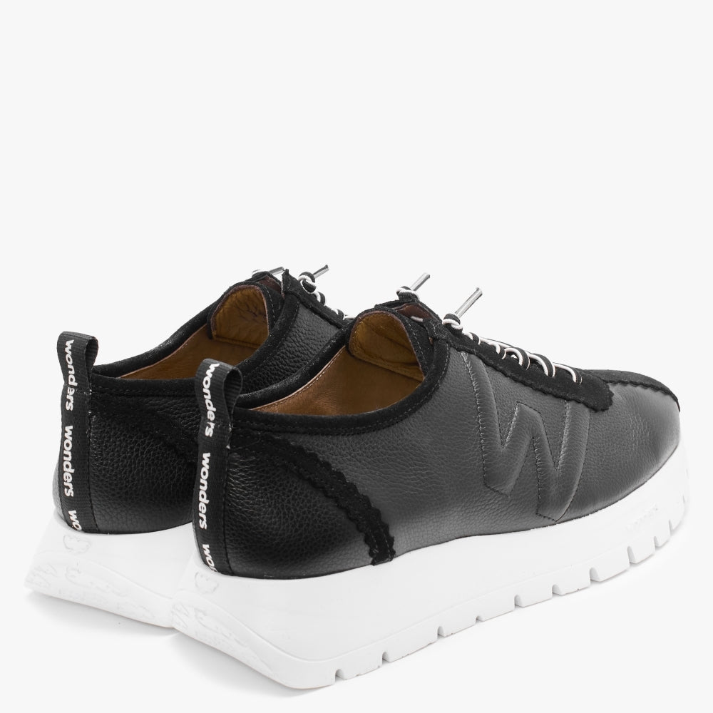 Senza Black Leather Trainers