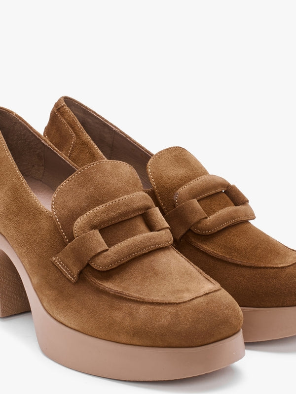 Echo Tan Suede Block Heel Loafers