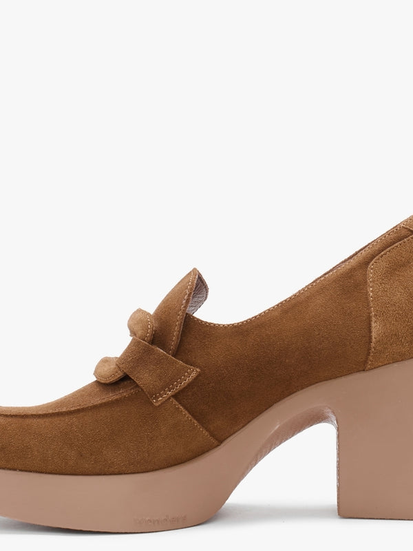 Echo Tan Suede Block Heel Loafers