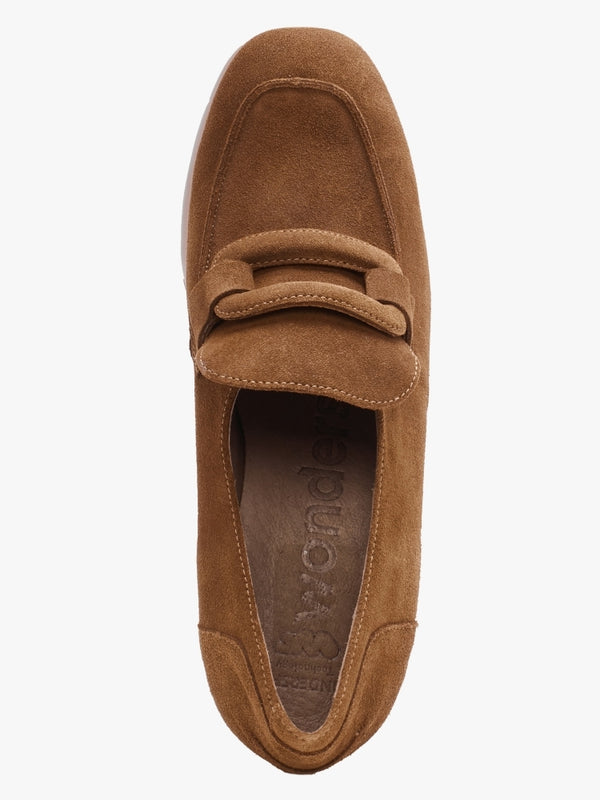 Echo Tan Suede Block Heel Loafers