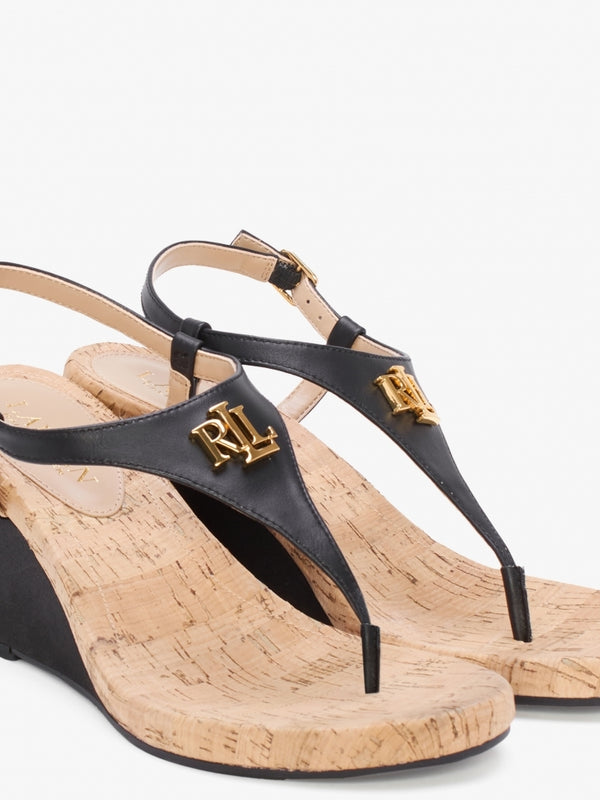 Jeannie Black Toe Post Wedge Sandals