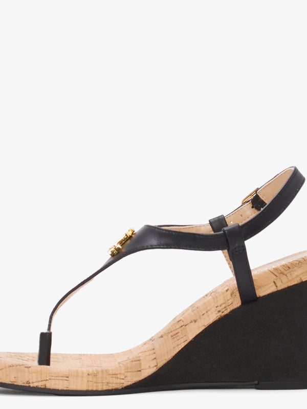 Jeannie Black Toe Post Wedge Sandals