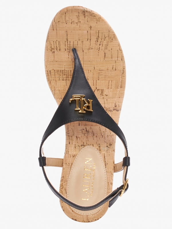 Jeannie Black Toe Post Wedge Sandals