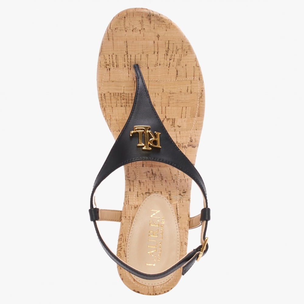 Jeannie Black Toe Post Wedge Sandals