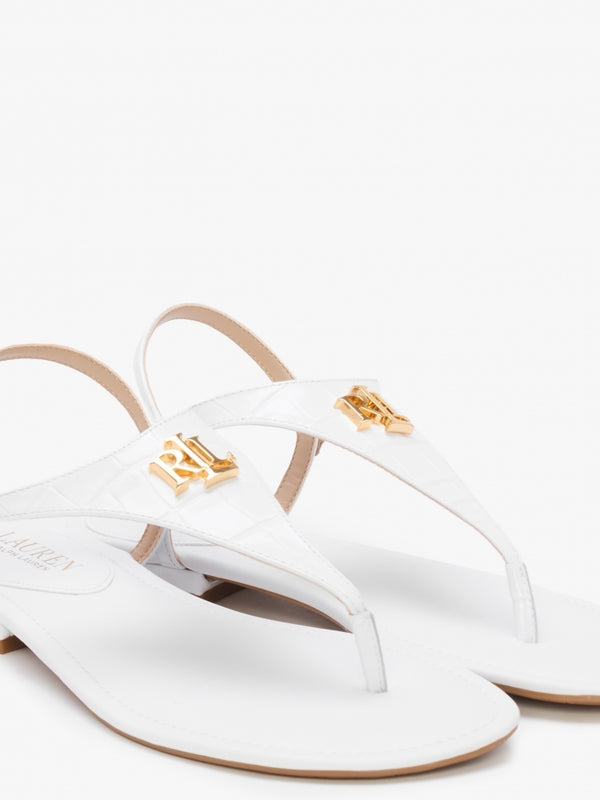 Ellington RL White Leather Toe Post Sandals