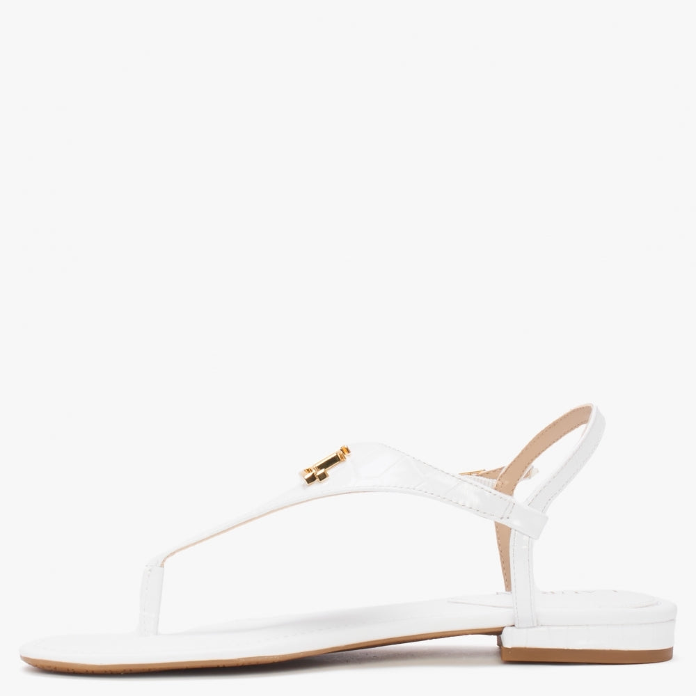 Ellington RL White Leather Toe Post Sandals