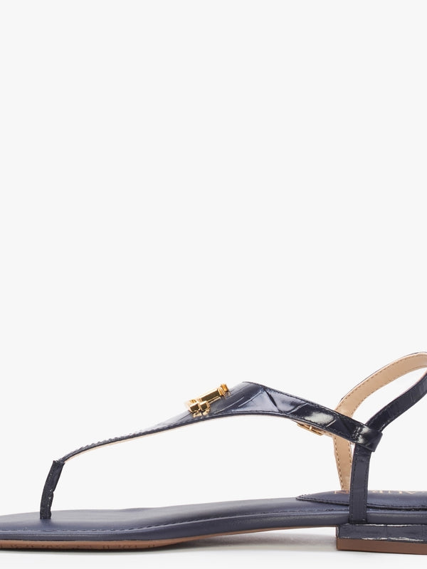 Ellington Navy Leather Toe Post Sandals