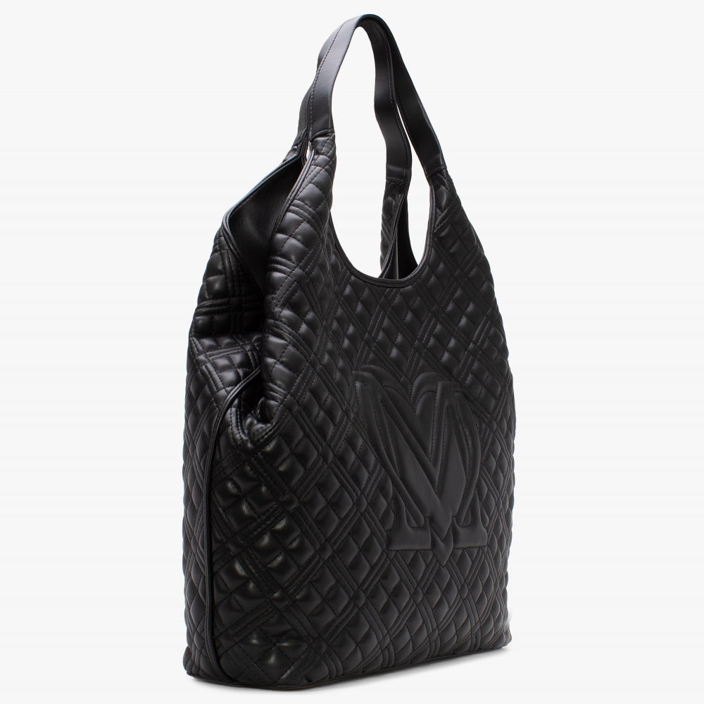 Large Diamond Quilt Black Shopper Bag