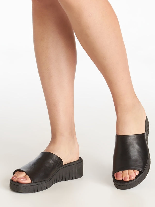 Lexi Black Leather One Bar Mules