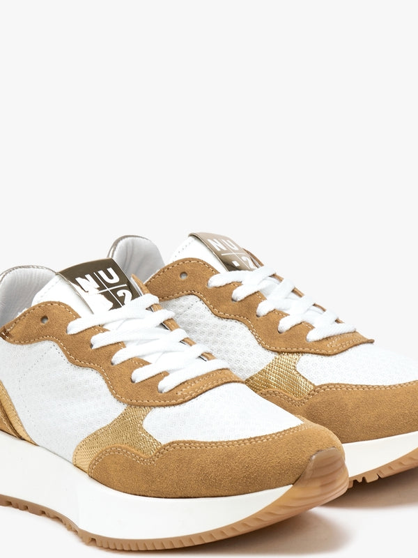 Marshall White & Tan Leather Trainers