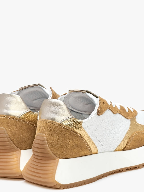 Marshall White & Tan Leather Trainers