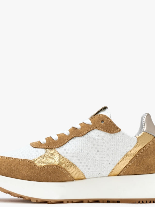 Marshall White & Tan Leather Trainers