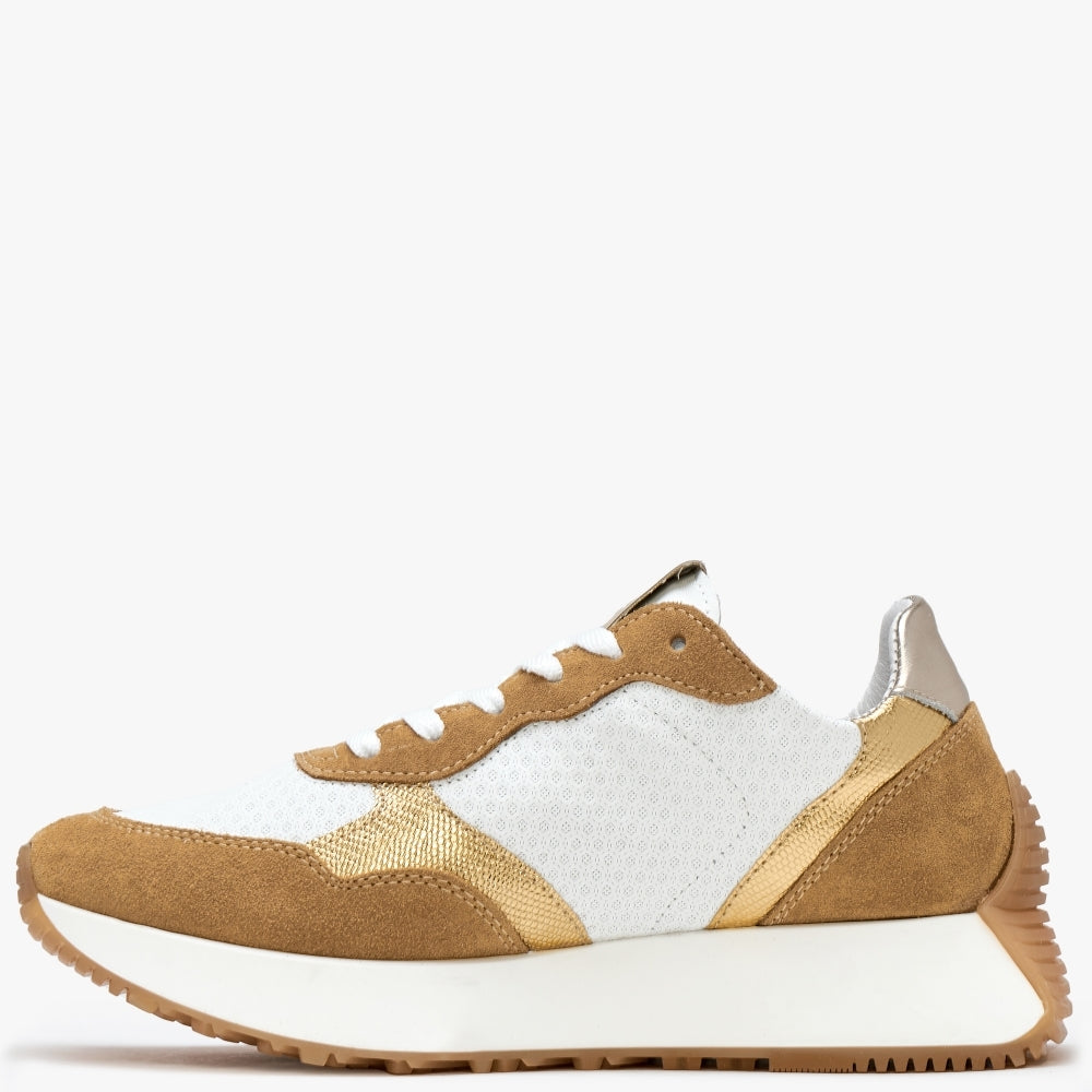 Marshall White & Tan Leather Trainers
