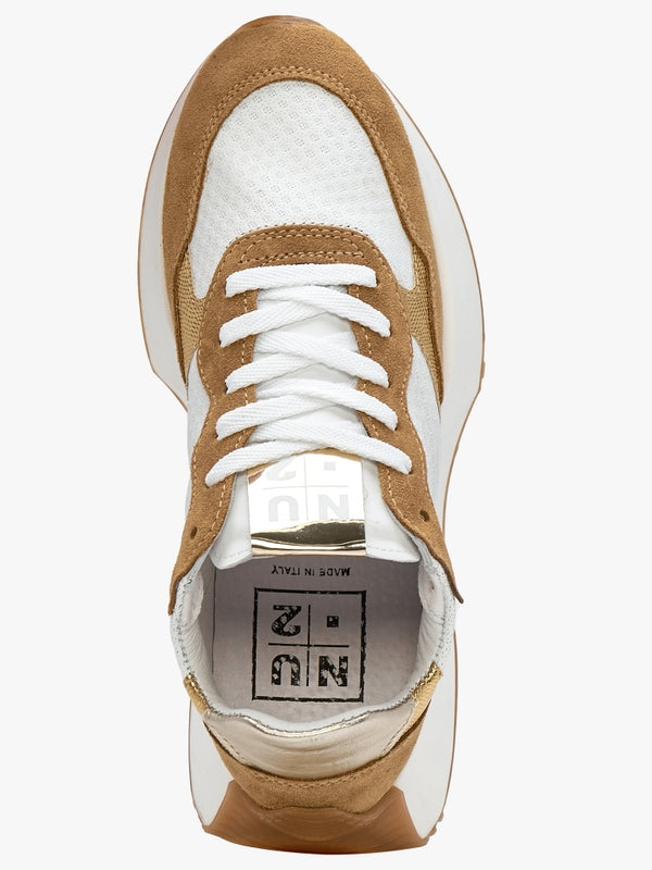 Marshall White & Tan Leather Trainers
