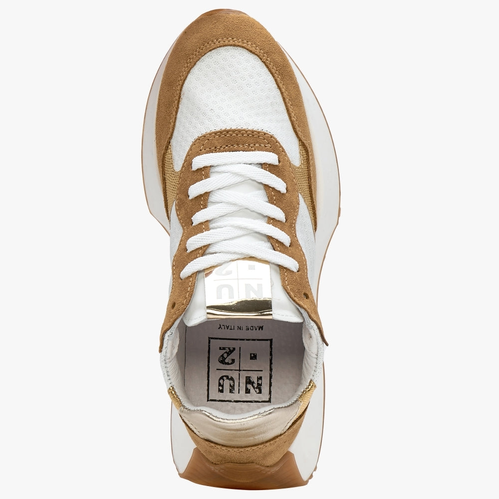 Marshall White & Tan Leather Trainers