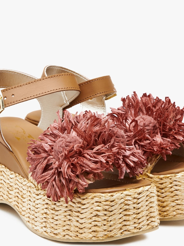 Reacher Red Leather Flatform Sandals