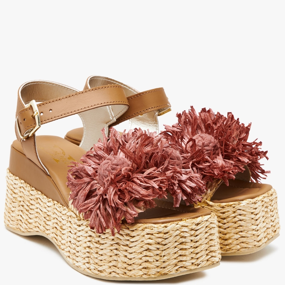 Reacher Red Leather Flatform Sandals