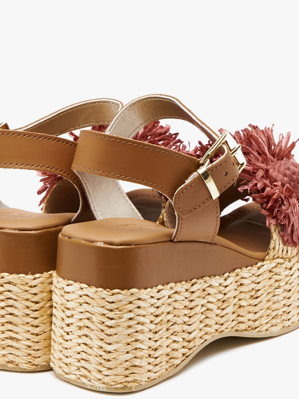 Reacher Red Leather Flatform Sandals