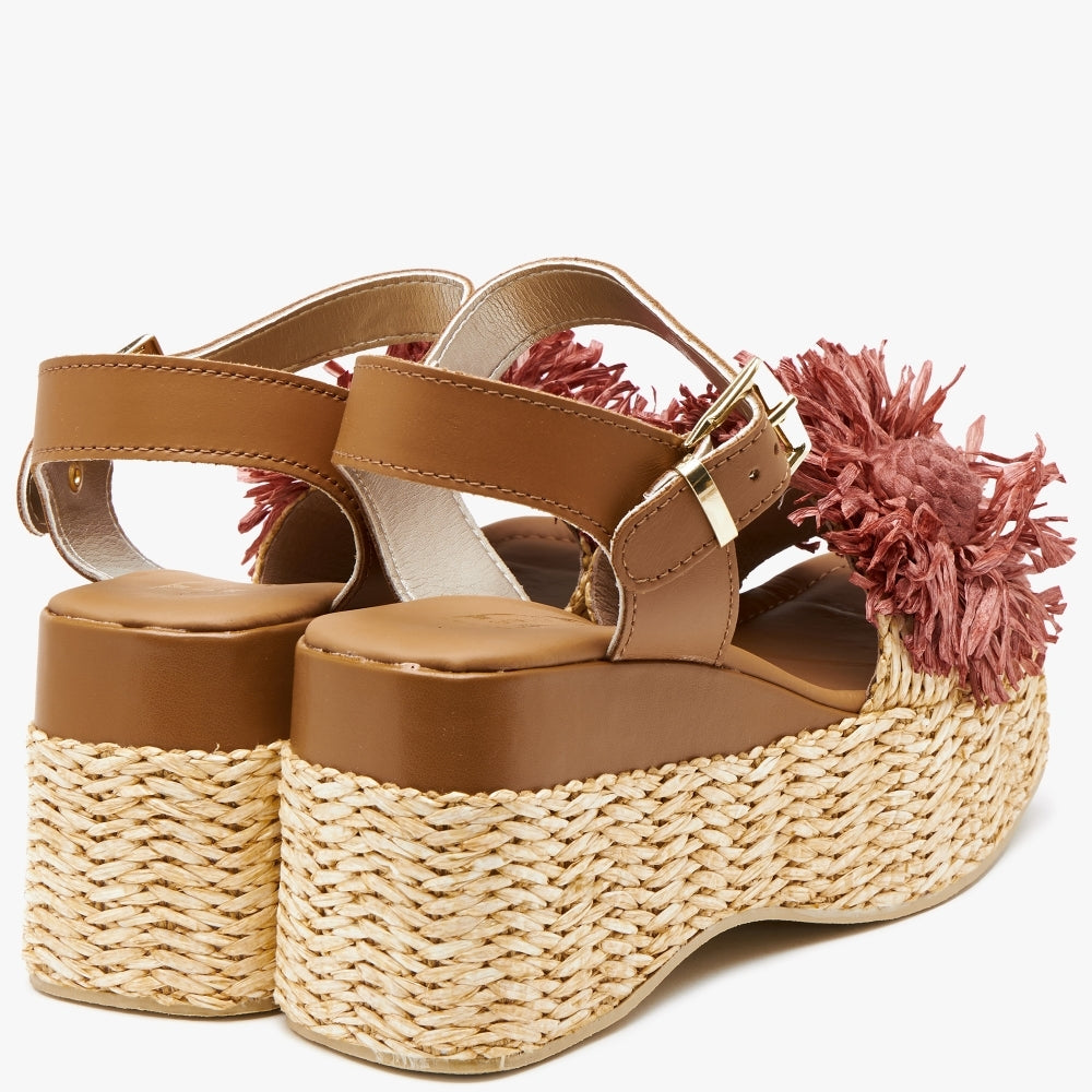 Reacher Red Leather Flatform Sandals