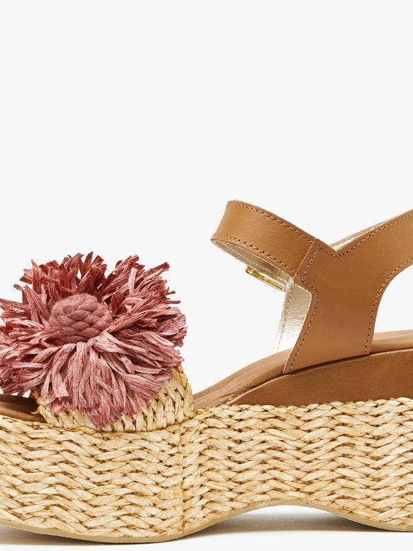 Reacher Red Leather Flatform Sandals