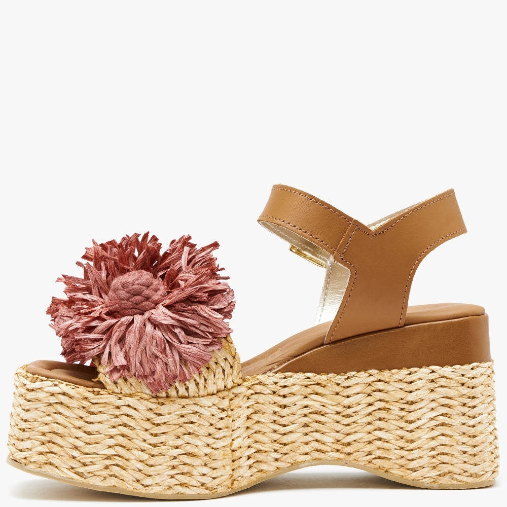 Reacher Red Leather Flatform Sandals