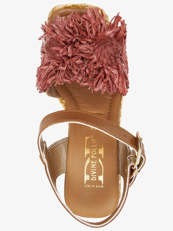 Reacher Red Leather Flatform Sandals