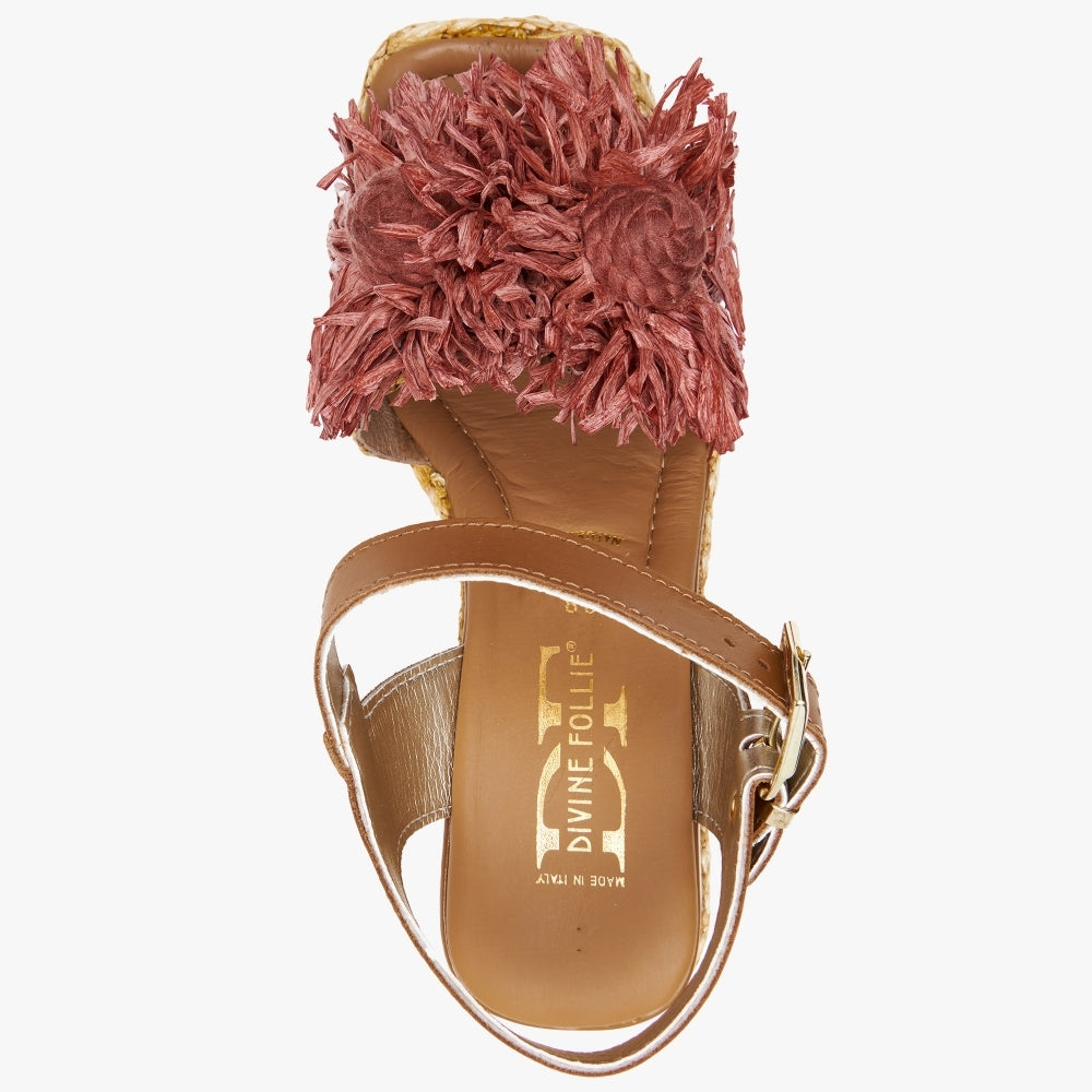 Reacher Red Leather Flatform Sandals
