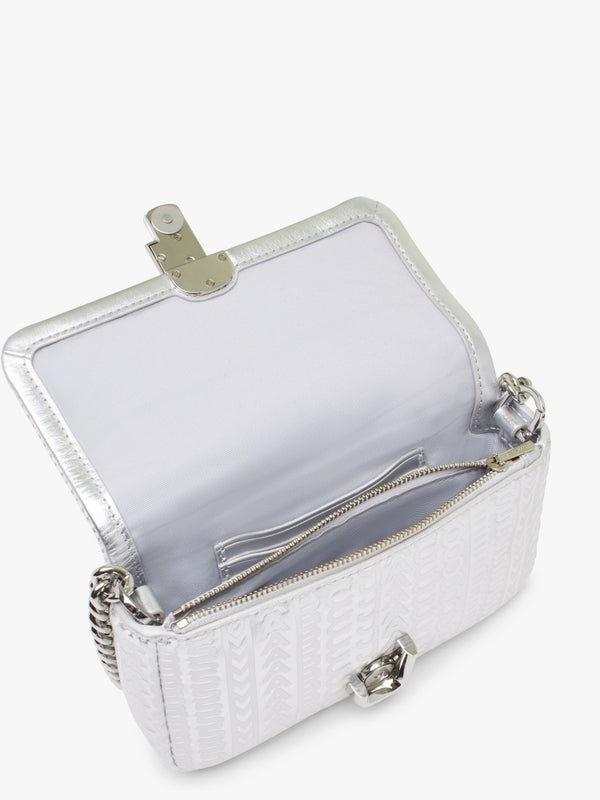 The Monogram Metallic J Marc Mini Silver Bright White Leather Bag
