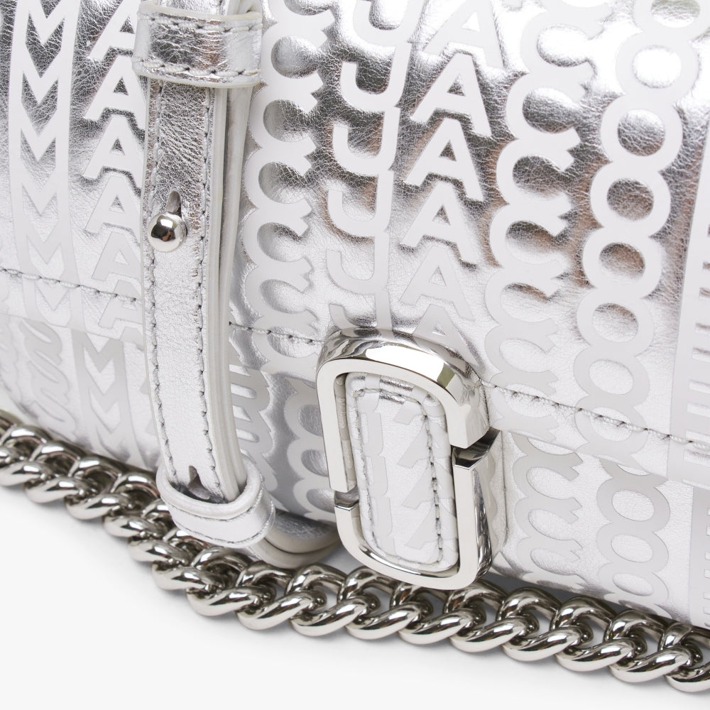 The Monogram Metallic J Marc Mini Silver Bright White Leather Bag