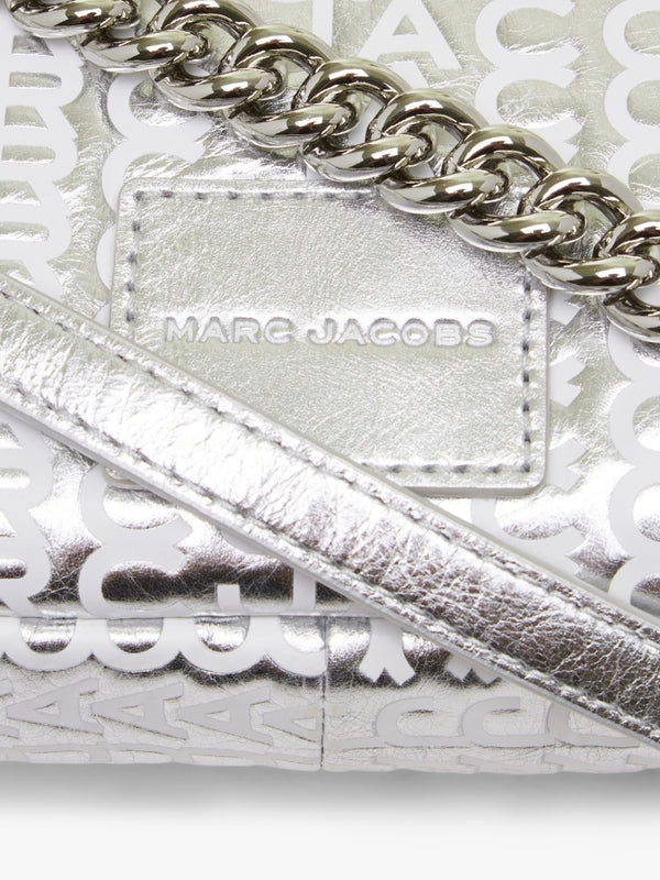 The Monogram Metallic J Marc Mini Silver Bright White Leather Bag