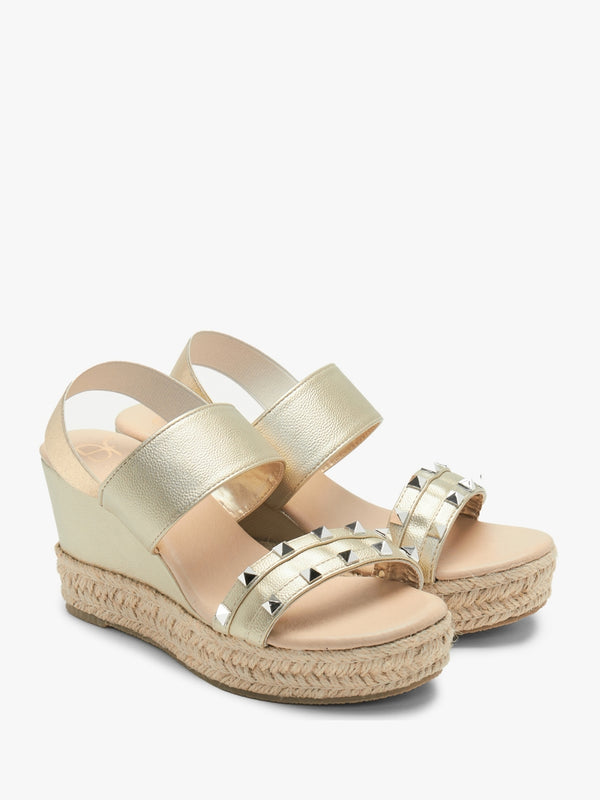 Cubedge Gold Studded Wedge Sandals