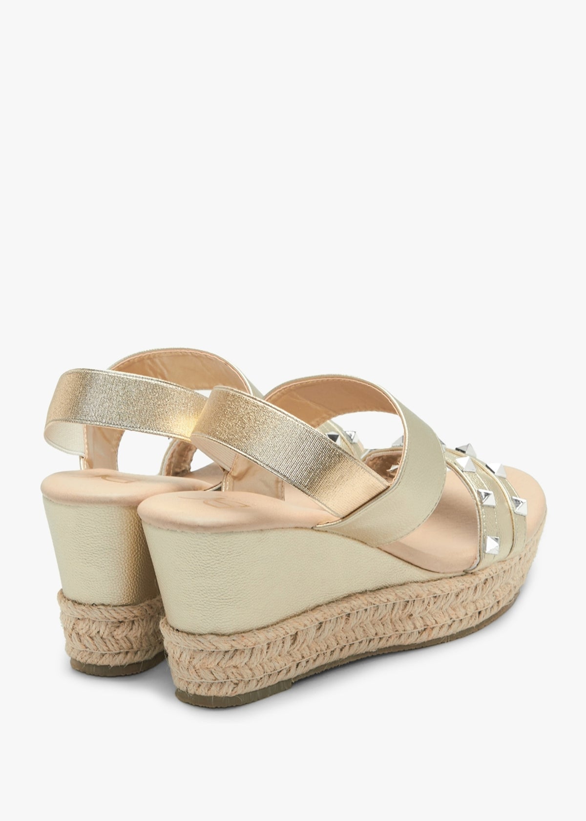 Cubedge Gold Studded Wedge Sandals